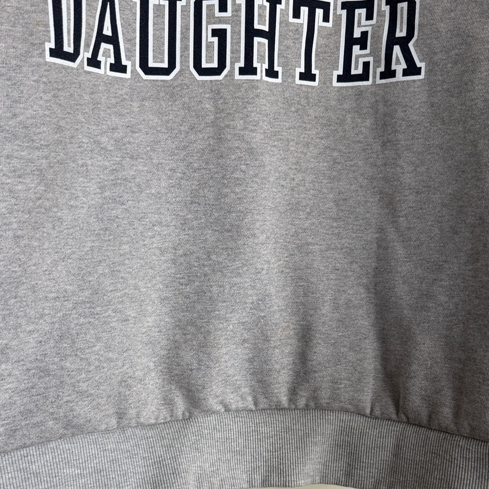 Favorite Daughter Heather Gray Crewneck with Navy Collegiate Print - Picture 3 of 6
